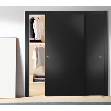 Closet Bypass Doors 64 x 80 & Hardware | Planum 0010 Black Matte | Hardware