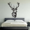 Wall Vinyl Sticker Decal Animal Deer Buck Elk Cute Horns z001, White, 22x35"