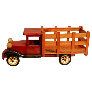 Wald Imports Brown & Red Wood Decorative Truck Figurine
