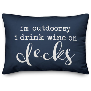 Drink Wine On Decks Outdoor Lumbar Pillow