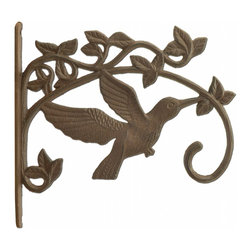 Import Wholesales - Decorative Hummingbird Cast Iron Plant Hanger Hook, Large 11.25" Deep - Planter Hardware And Accessories