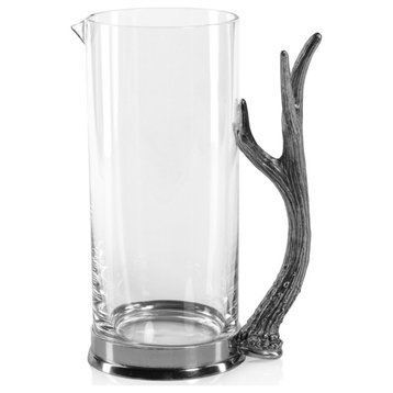 Malachi Rock Glass Pitcher With Pewter Antler Handle