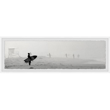 "Foggy Surfing" Framed Painting Print, 30x10