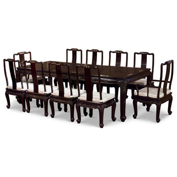 100in Black Ebony Elephant Mother of Pearl Dining Set - FREE Inside Delivery