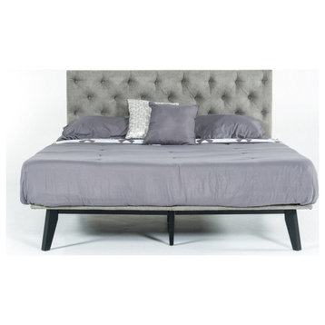 Oakes Modern Gray Fabric Bed, Queen