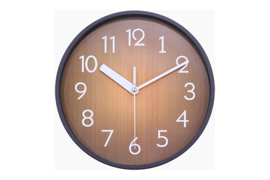 JustNile Retro Country-Style Round Wall Clock - 10-inch Coffee Brown