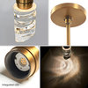 MOTINI 1-Light Cylinder Crystal LED Pendant Light, Brushed Brass