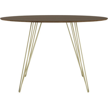 Williams Oval Dining Table - Brassy Gold, Small, Walnut