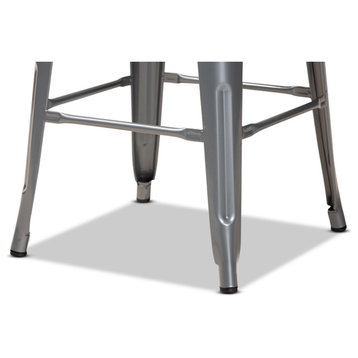 Horton Industrial Gray Finished Metal Stackable Bar Stools, Set of 4