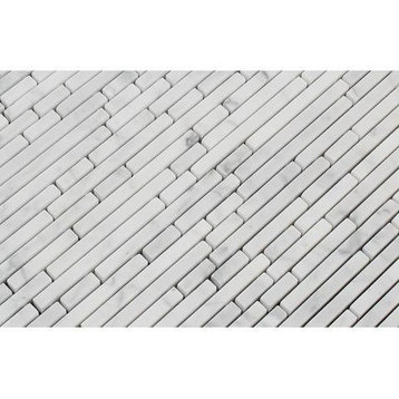 Carrara White Marble Honed Bamboo Sticks Mosaic