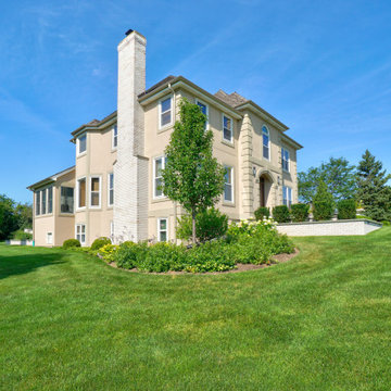 Hawthorn Woods Colonial - Entry Courtyard and Fireplace Terrace