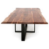 Contemporary Live Edge Dining Table, Black Walnut, 84x48x31