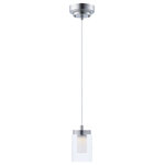 Maxim - Maxim Mod 1-Light LED Mini Pendant 30260CLFTSN - Satin Nickel - A contemporary design featuring a Satin Nickel frame supporting Clear cylinder glass shades with Frost interior diffusers all powered with energy efficient LED technology. Finally LED technology at an affordable price.