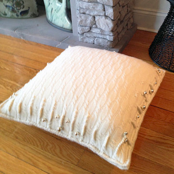 Cashmere Pet Pillow Bed Accented with Vintage Baroque Pearls and Embroidery