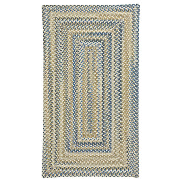 Tooele, Braided Concentric Rectangle Rug, Light Tan, 7'x9'