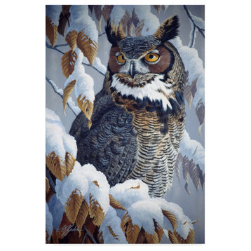 Wilhelm Goebel 'Winter Watch Great Horned Owl' Canvas Art, 32"x22"