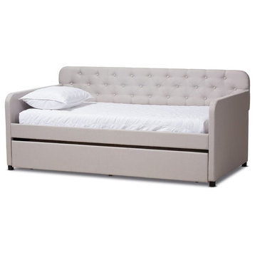 Baxton Studio Camelia Fabric Tufted Twin Daybed in Beige