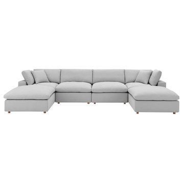 Modular Sectional Deep Sofa Set, Gray, Fabric, Modern, Lounge Hospitality