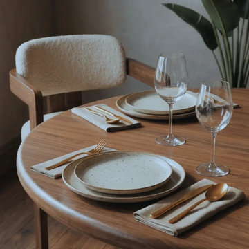Mason Solid Walnut Round Dining Table | Sculptural Pedestal Design