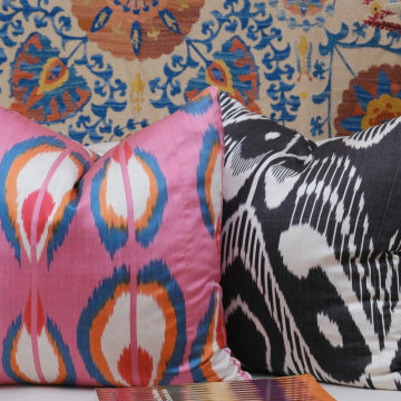 Ikat fabric bedding with Alesouk Ikats