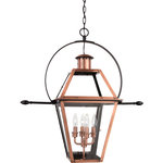 Quoizel - Quoizel RO1914AC Rue De Royal 4 Light Outdoor Lantern - Aged Copper - From the Charleston Copper Lantern Collection this piece gives you the historic look of gas lighting but without the hassle of a propane feed. It is all electric solid copper and hand riveted giving your home the romantic reproduction style of antique gas lights still popular today on many of the charming homes in New Orleans and Charleston.