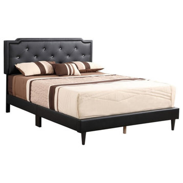 Glory Furniture Deb Velvet Upholstered Queen Bed in Black