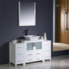 Fresca Torino 54" White Bathroom Vanity with Side Cabinets and Vessel Sink