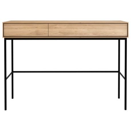 Varnished Oak 2-Drawer Desk | OROA Whitebird