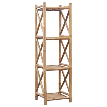 vidaXL Bamboo Shelf 4 Tiers Display Shelving Unit Rack Stand Organizer Storage
