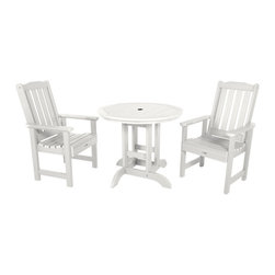 Highwood USA - Lehigh 3-Piece Round Dining Set, White - Outdoor Dining Sets