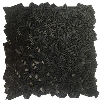 12"x12" Textures Fasce Rigate Tile, Nero Africa