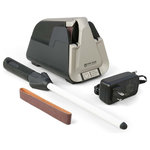 Work Sharp Culinary - Work Sharp Culinary E5 Electric Kitchen Knife Sharpener - The Work Sharp Culinary E5 Kitchen Knife Sharpener uses controlled speeds, timed cycles, and professional sharpening belts to sharpen knives quickly and easily, with professional results. Simply touch the button to select between three programs -- shape, sharpen, and refine -- and the E5 adjusts the time and speed of the sharpening cycle. It turns off automatically when sharpening is complete. The E5 comes with sharpening guides to create a 17-degree edge angle.