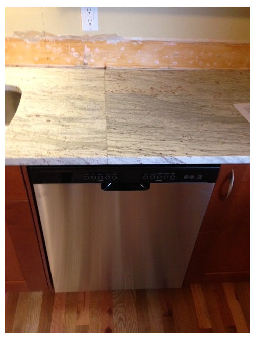 Mismatched seam over dishwasherneed advice