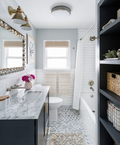 Transitional Bathroom by Cohesively Curated