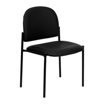 Flash Furniture Black Vinyl Comfortable Stackable Steel Side Chair