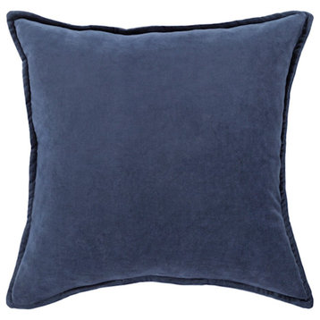 Cotton Velvet by Surya Down Fill Pillow, Navy, 22' x 22'