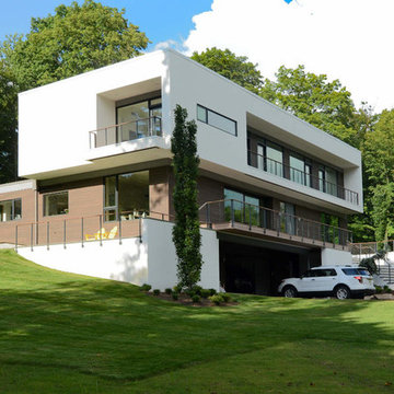 Cube Style House with Cable Railing System, New Canaan, CT