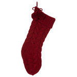 Glitzhome,LLC - 24"L Red Christmas Stocking WithPom Pom Ball - This stocking is one member of our Christmas collection of Decor. It is a beautiful holiday decor centerpiece dangling from the mantle above fireplace. Create precious holiday memories. Pom pom balls are dangling!