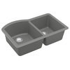 Karran Undermount Quartz 32" 60/40 Double Bowl Kitchen Sink Kit, Grey