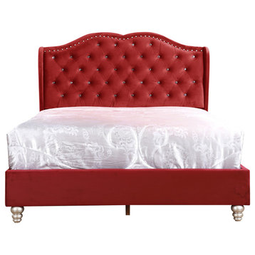 Joy Jeweled Cherry Tufted King Panel Bed