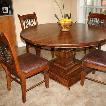 Walnut Round Table with Pedestal