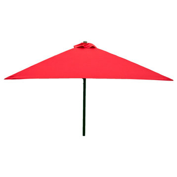 Classic Wood 6.5' Square Umbrella, Red