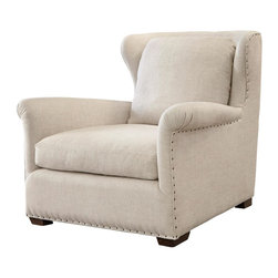 Haven Belgian Linen Upholstered Wingback Chair - Armchairs And Accent Chairs