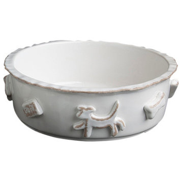 Medium Dog Food And Water Bowl, White