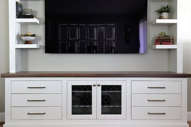 Inspiration for a mid-sized contemporary open concept living room remodel in Boston with a wall-mounted tv