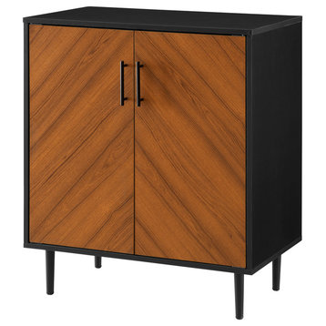 28" Modern Bookmatch Accent Cabinet, Solid Black