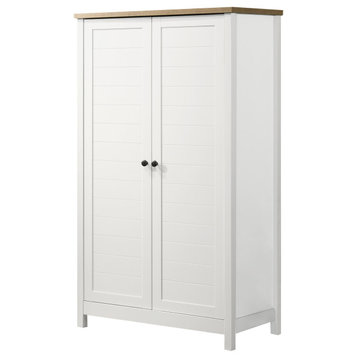Claire White Storage Cabinet With Oak Accent Finish
