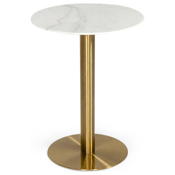 Modrest Fairway Glam White Marble and Brushed Gold Bar Table