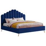 Meridian Furniture - Lily Velvet Bed, Navy, King - Elegant and eye-catching, the stunning navy velvet Lily King Bed from Meridian Furniture is the perfect addition to any space.