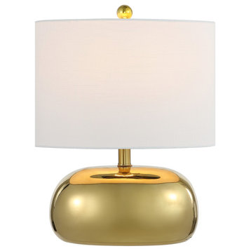 Calix 20" Mid-Century Glam Ceramic/Iron LED Table Lamp, Gold